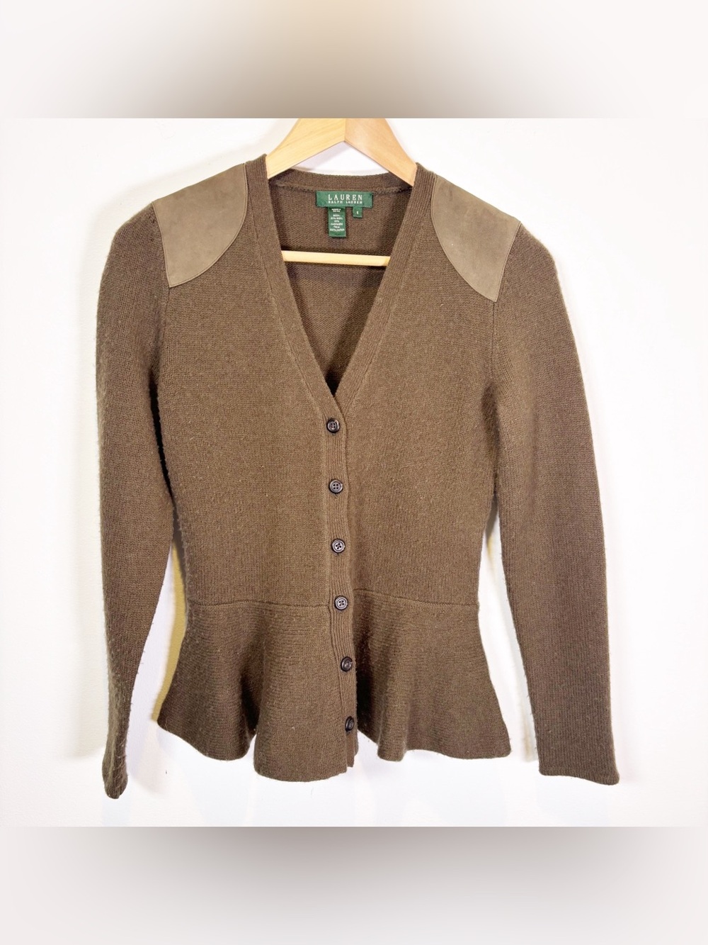 Lauren Ralph Lauren Wool Cashmere Leather Patch Sweater